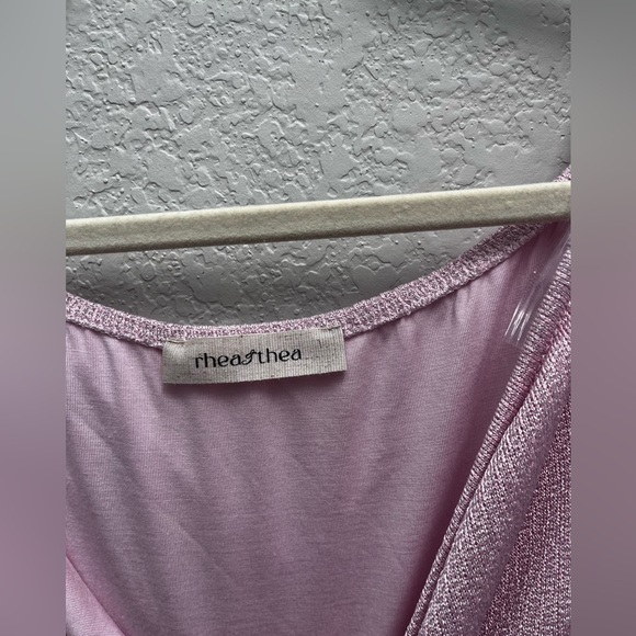 PinkBlush Pink Metallic Off Shoulder Long Sleeve Wrap Maternity Photoshoot Gown - Picture 4 of 8